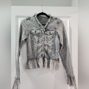 Hard Tail Forever size small zip front couture Jean jacket